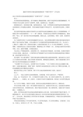 2024年春季应对新冠病毒疫情防控“停课不停学”工作总结-