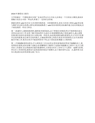 2024年暑假实习报告
