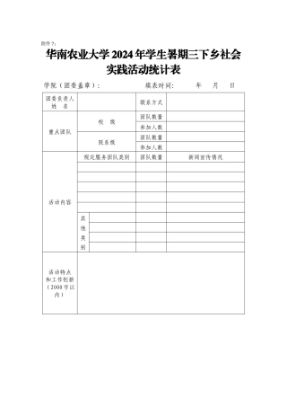 2024年暑期“三下乡”社会实践活动统计表