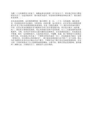 2024年暑期电脑销售实习总结报告