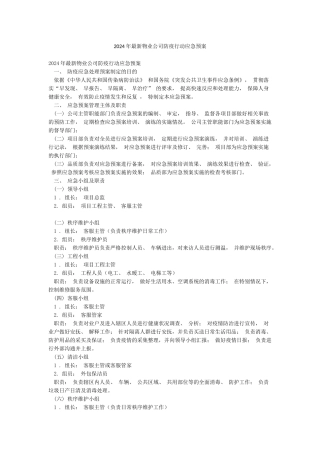 2024年最新物业公司防疫行动应急预案