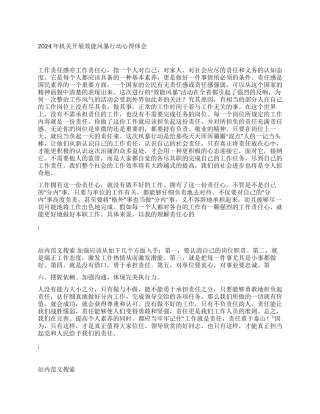 2024年机关开展效能风暴行动心得体会