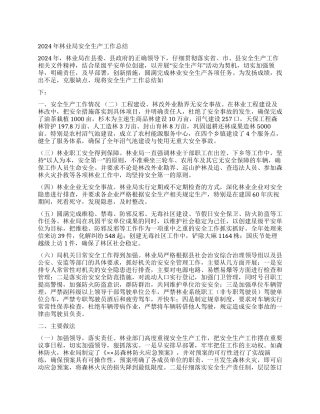 2024年林业局安全生产工作总结