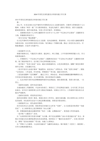 2024年某党支部党建亮点经验交流工作汇报