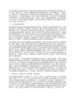 2024年某地大学生暑期社会实践活动方案