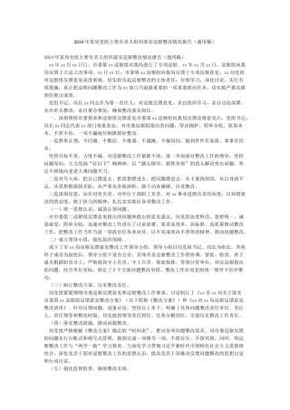 2024年某局党组主要负责人组织落实巡察整改情况报告