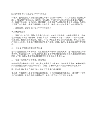 2024年某开发区财政局安全生产工作总结