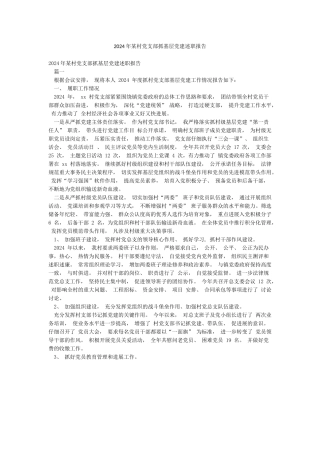 2024年某村党支部抓基层党建述职报告
