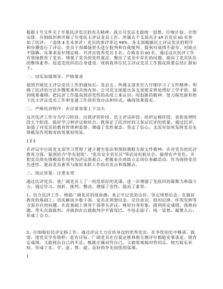 2024年民主评议党员工作总结