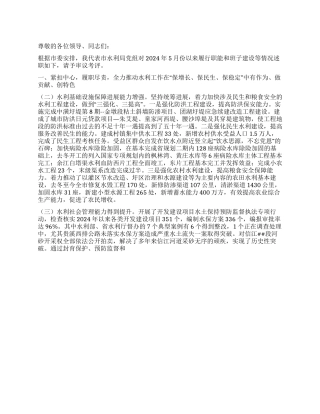 2024年水利局党组述职报告
