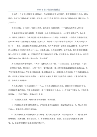 2024年消防安全心得体会