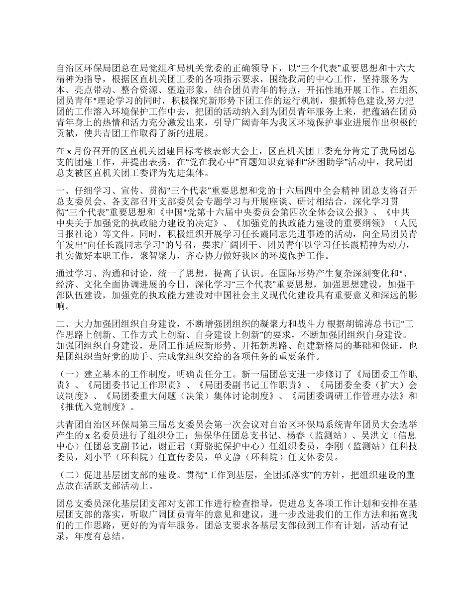 2024年环保局团总支工作总结_第1页