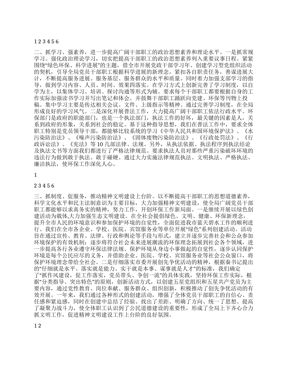 2024年环境保护局党建工作总结汇报材料_第1页