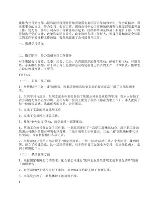 2024年电力公司党支部书记述职述廉报告