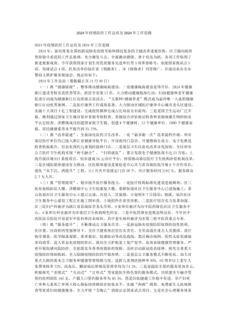 2024年疫情防控工作总结及2024年工作思路