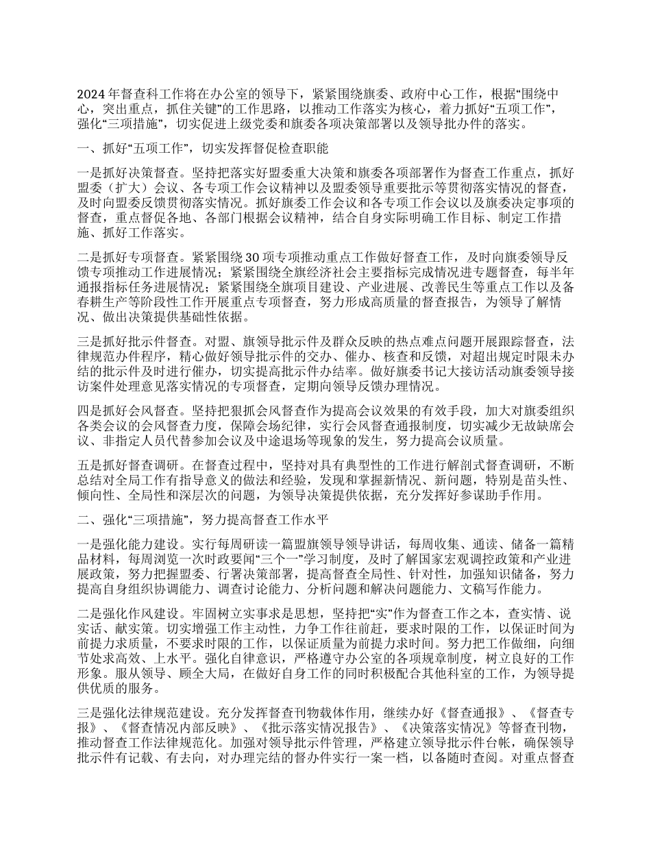 2024年督查科工作计划_第1页