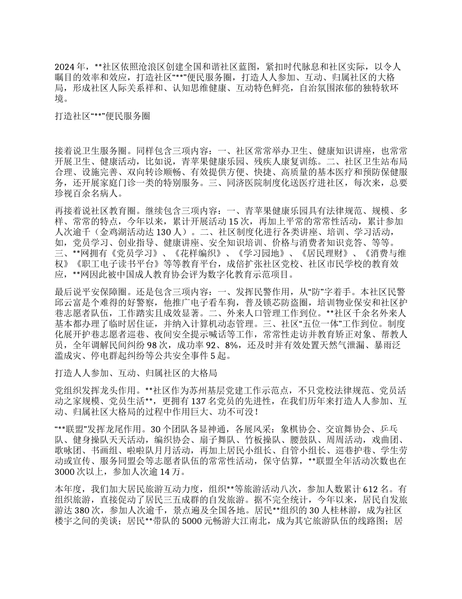 2024年社区工作汇报_第1页