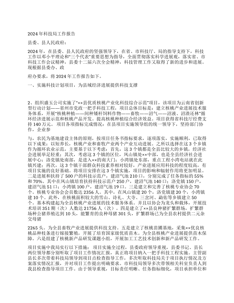 2024年科技局工作报告_第1页