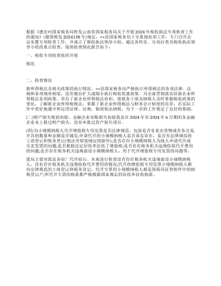 2024年税收执法专项检查情况报告