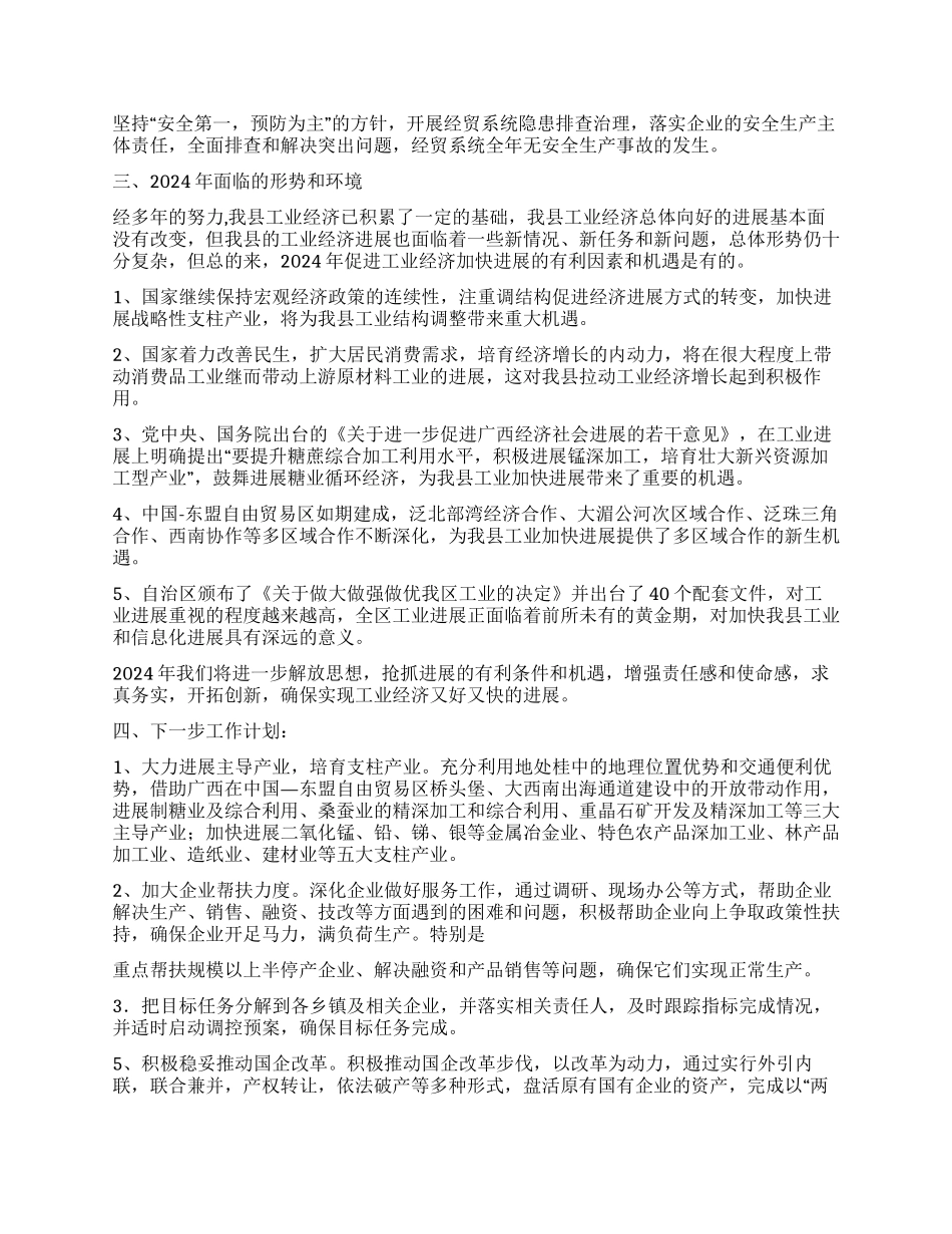 2024年第一季度广西某县工业工作总结及工作计划_第2页