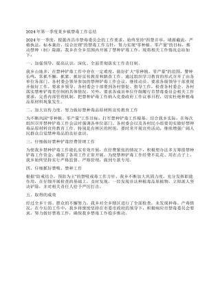 2024年第一季度某乡镇禁毒工作总结