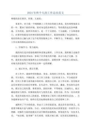 2024年终个人的工作总结范文