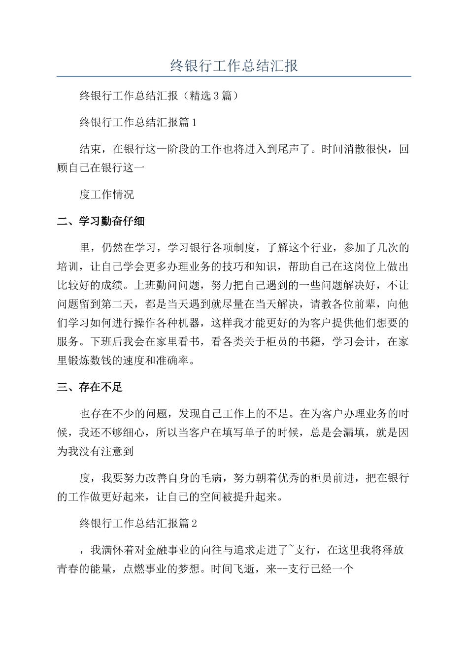 2024年终银行工作总结汇报_第1页