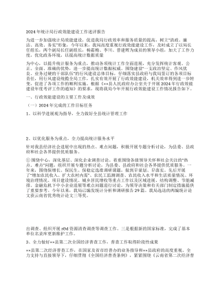 2024年统计局行政效能建设工作述评报告