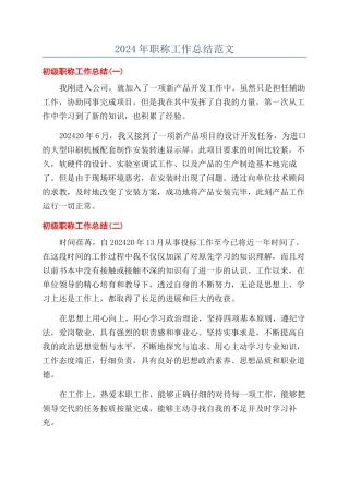 2024年职称工作总结范文