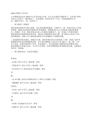 2024年舞协工作总结