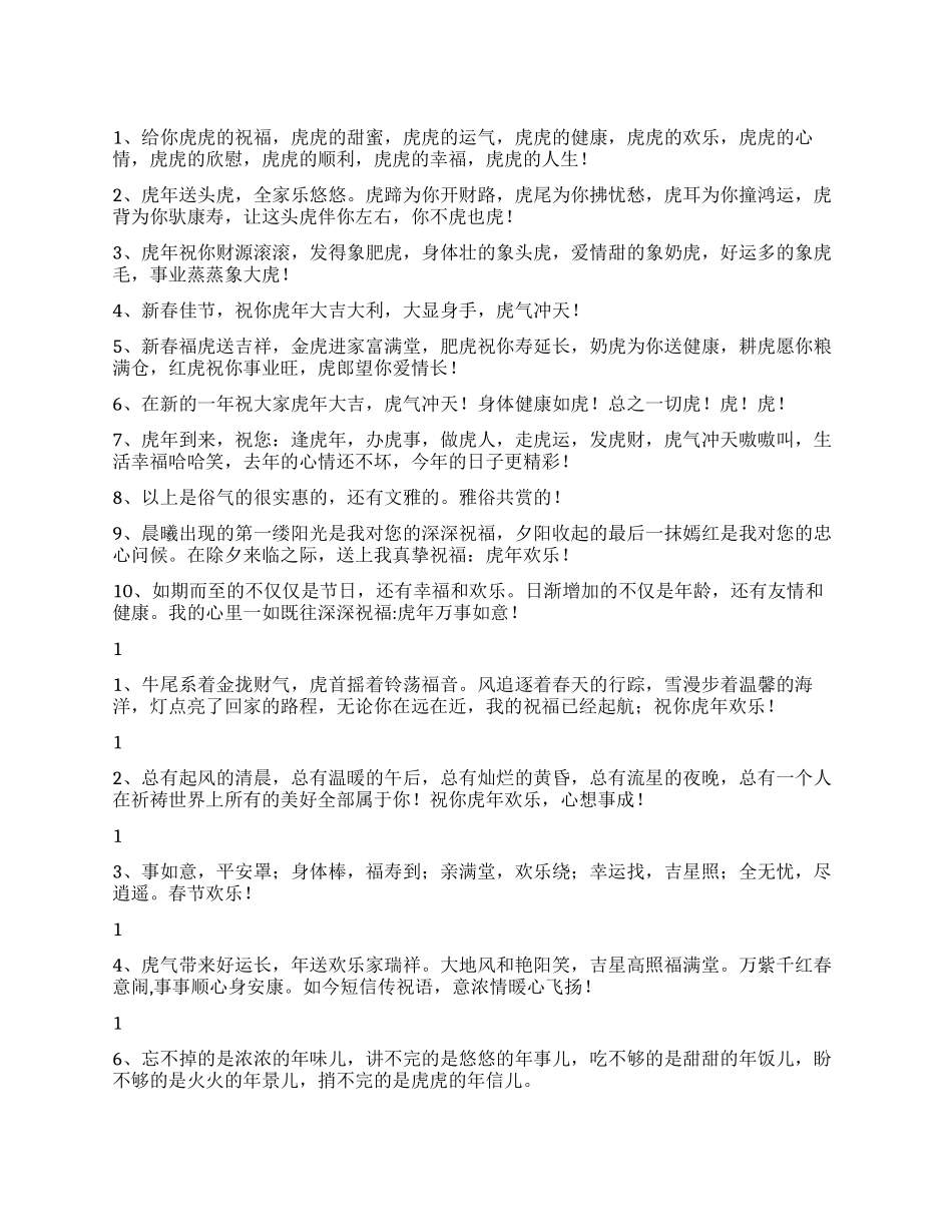 2024年虎年新年祝福语_第1页