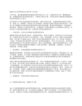 2024年行业管理处党支部年终工作总结