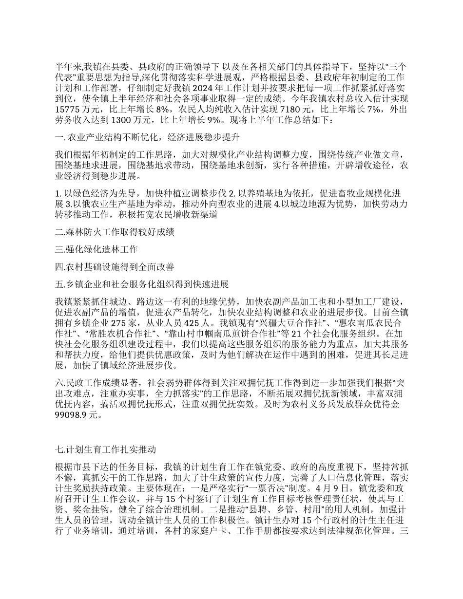 2024年街道上半年工作总结_第1页