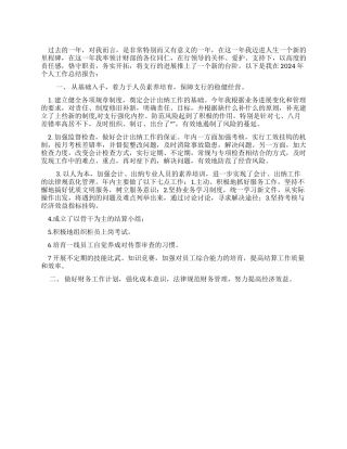 2024年财务主管工作总结范文