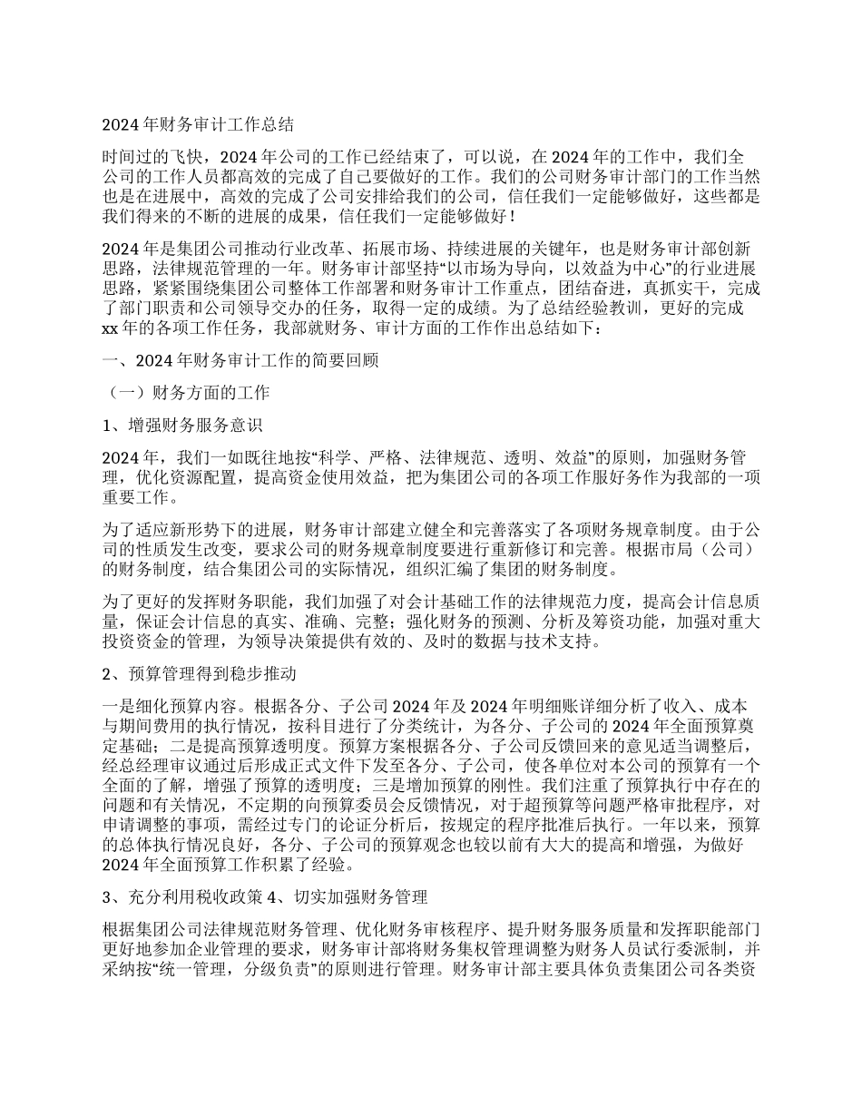 2024年财务审计工作总结_第1页