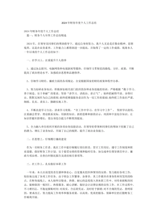 2024年财务年度个人工作总结