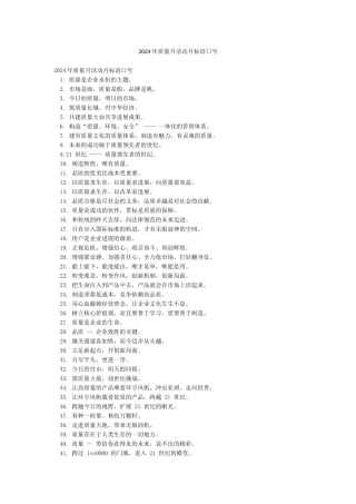 2024年质量月活动月标语口号