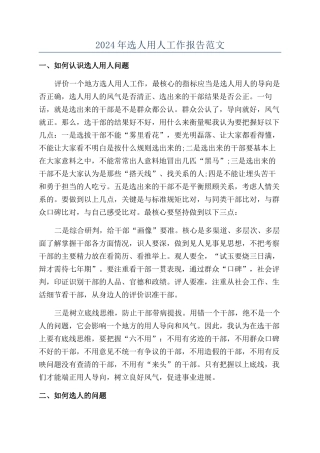 2024年选人用人工作报告范文