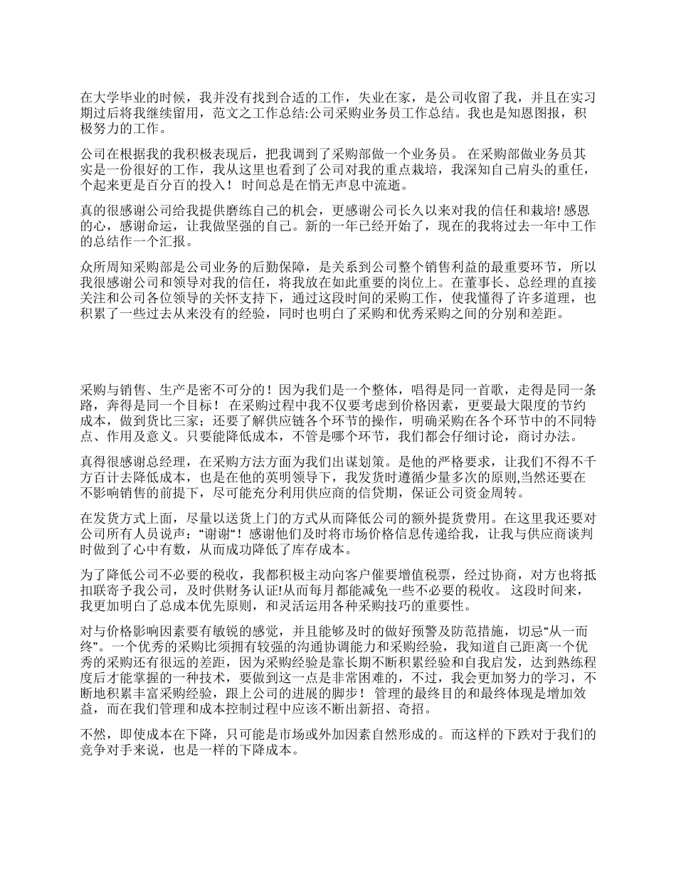 2024年采购业务员年终工作总结_第1页