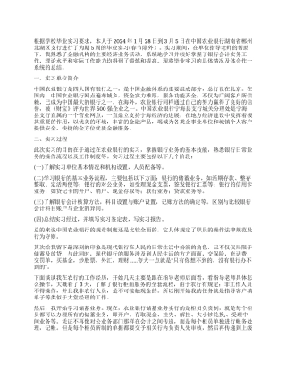 2024年银行实习报告总结