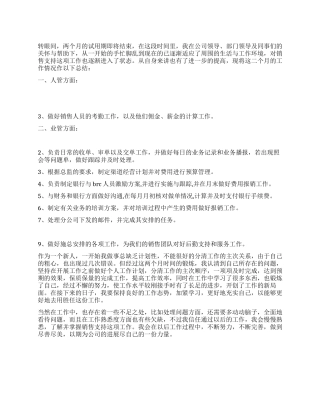 2024年银行职员试用期工作总结