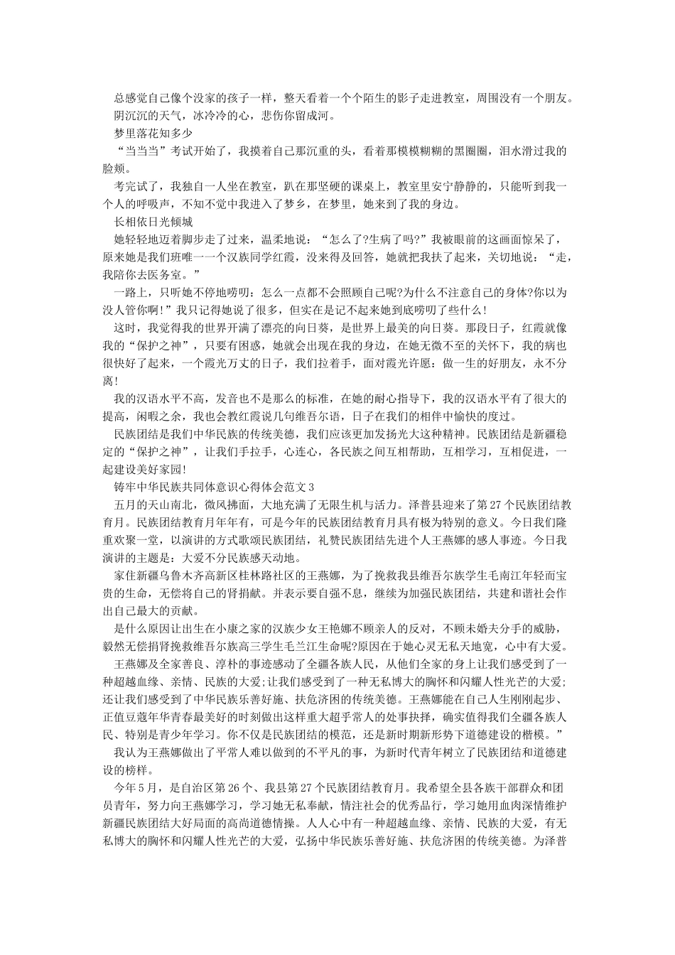 2024年铸牢中华民族共同体意识心得体会范文3篇_第2页