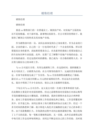 2024年销售经理年终总结范文