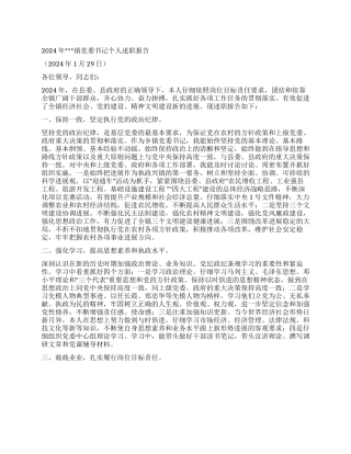2024年镇党委书记个人述职报告