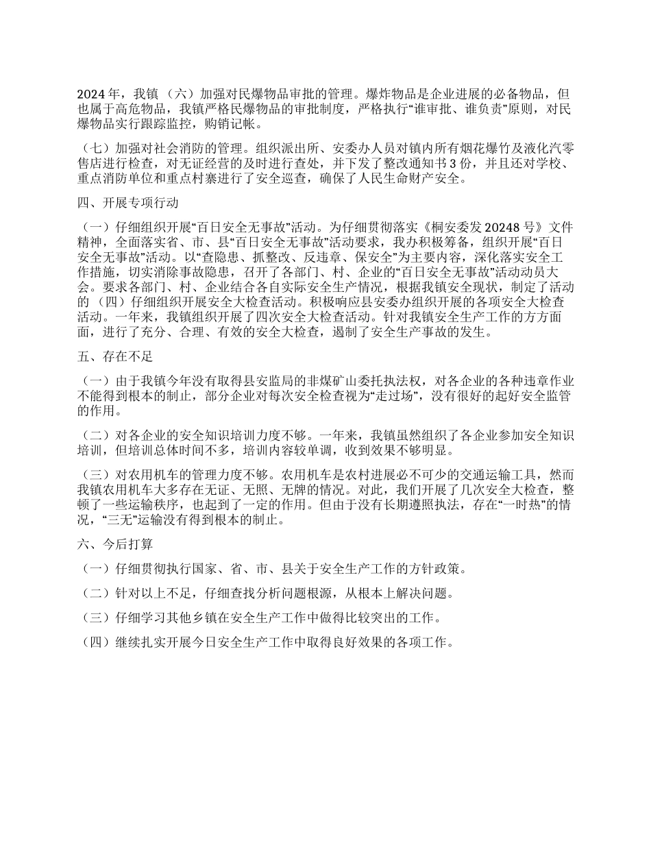 2024年镇安全生产工作总结_第1页