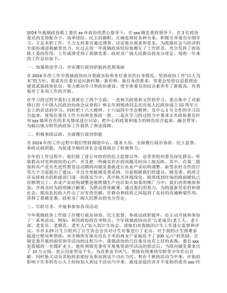 2024年镇政协委员会工作总结