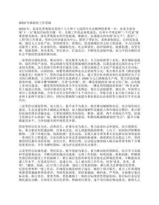 2024年镇政府工作思路