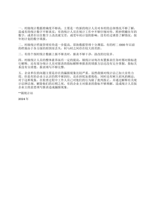 2024年镇统计自查情况总结