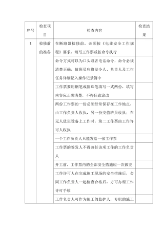 某公司断路器安全检修检查表