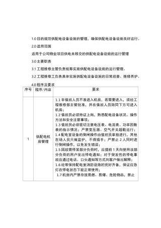 知名物业公司供配电系统管理工作规范